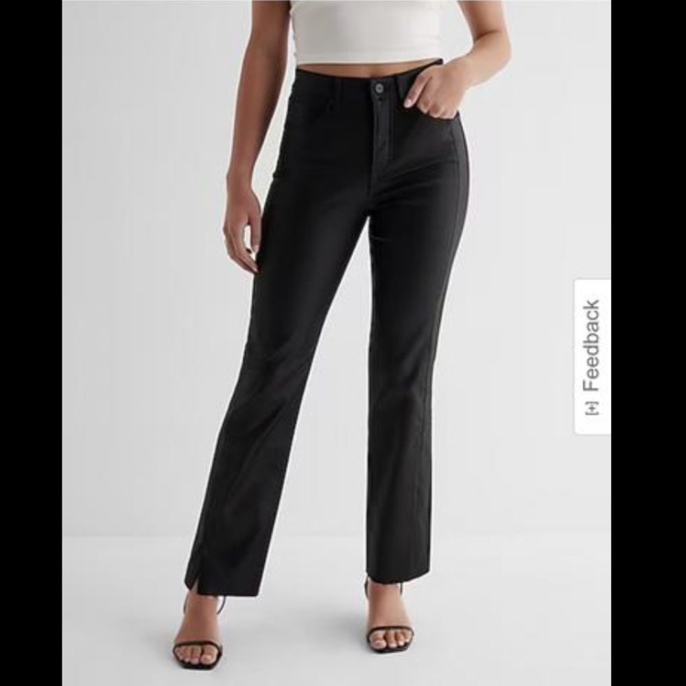 Express Black Coated Straight Leg Jeans NWT